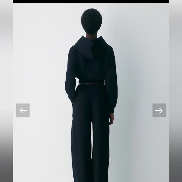 Zara Black Cropped Sweater with Hoodie - Picture 4 of 5